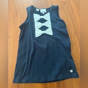 Girls Navy Le Chic Tank Top with White Bow Accents